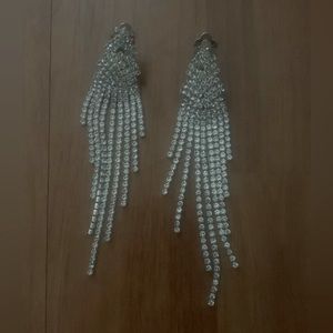 rhinestone dangly clip on earrings